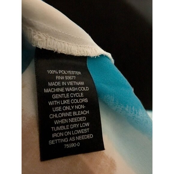 Worthington Womens Plus Size 4X Striped V-Neck Blouse Blue Green Beige Black - Picture 4 of 8